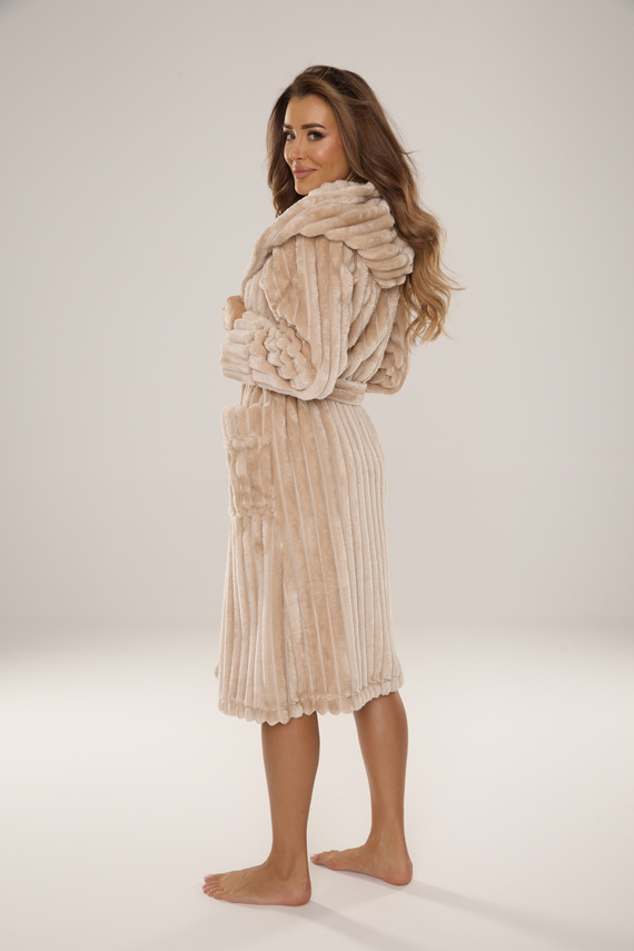 887 Sutton Dámský župan s kapucí De Lafense - teplý, měkký, jemný, pískový