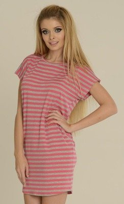 539 Noční košile Jovite kr. rukáv - malinový+melanžový