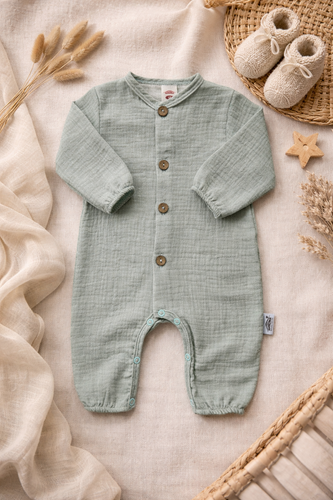 Prostě mušelínový župan 02235BSM Makoma mint - lehký, prodyšný, 100% bavlna