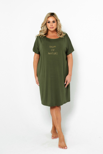 Natura Dámská noční košile s krátkým rukávem Italian Fashion - khaki barva