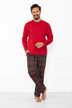 Pánské dlouhé pyžamo - červené