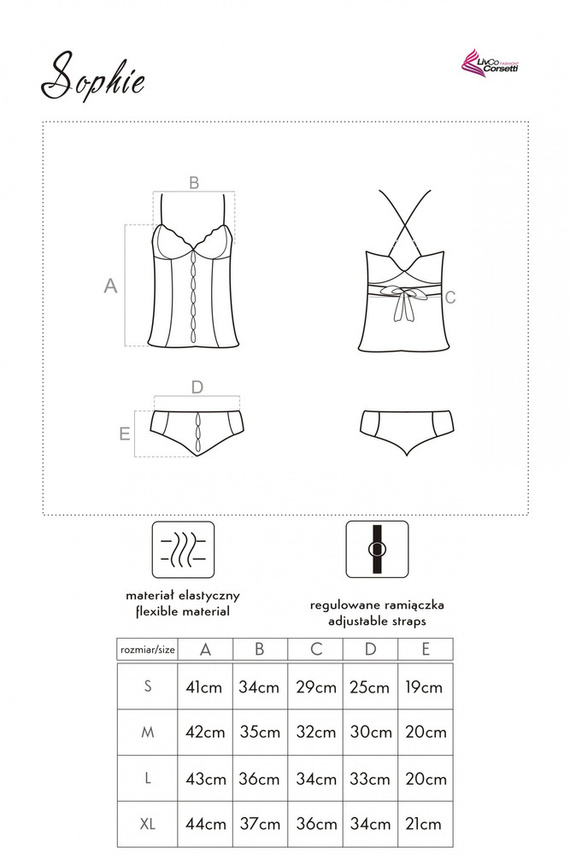 Sophie LC 13053 Set, košilka a tanga LivCo Corsetti Fashion