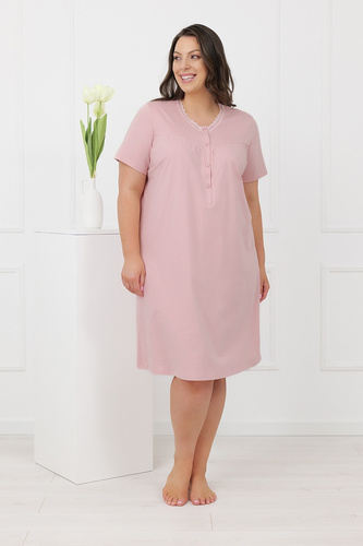 Hemaria Italian Fashion bavlněná noční košile dámská plus size pudrově růžová
