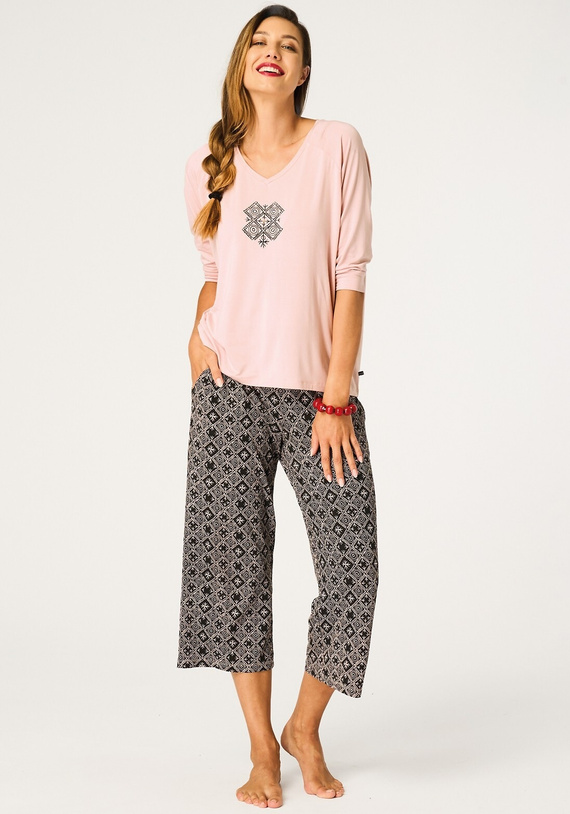 Key LNS 731 dámské pyžamo meruňkové viskóza 3/4