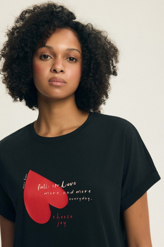 Dámská noční košile 44490 Emela peach Henderson, 100% bavlna, krátký rukáv, půlkulatý výstřih