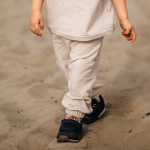 Simply Comfy Dětské tepláky Eevi béžové - 100% bavlna, s kapsami