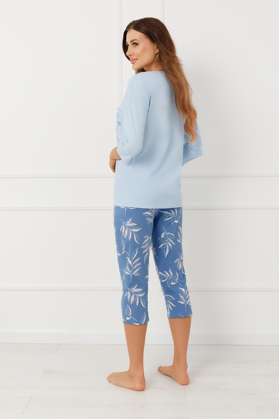 Dámské pyžamo Erula Italian Fashion bavlněný žerzej 3/4 plus velikost - modré