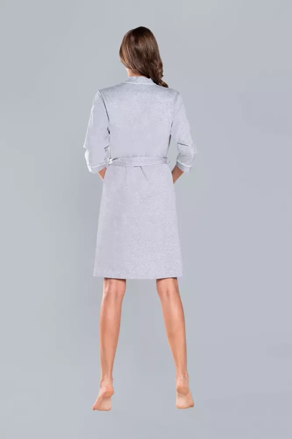 Megan Dámský župan Italian Fashion 3/4 rukáv - světlý melír