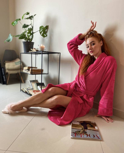 628 Abigail Dlouhý dámský župan Forex - malinový