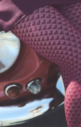 1233 Punčocháče Cherie Gabriella 60 den vínové - vzor srdce, 3D