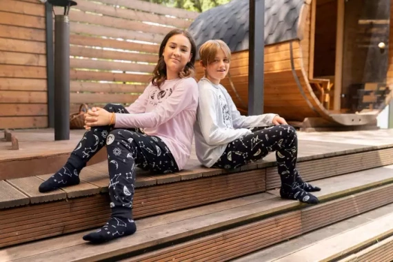 Umbra Dívčí pyžamo, dlouhý rukáv a kalhoty Italian Fashion- lososový/potisk