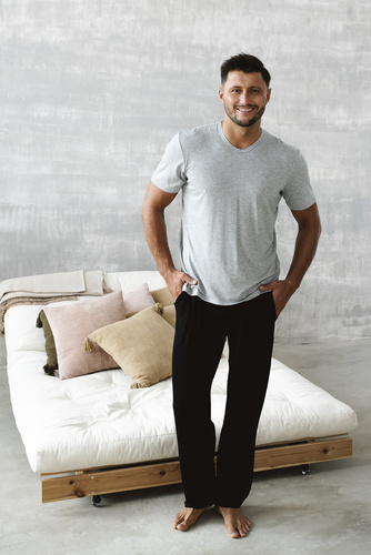 Dallas Pánské pyžamo s krátkým rukávem, dlouhé kalhoty Italian Fashion- melange/black