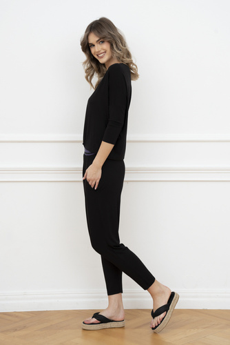 Styl Dámská souprava s 3/4 rukávy, délka.kalhoty Italian Fashion černé