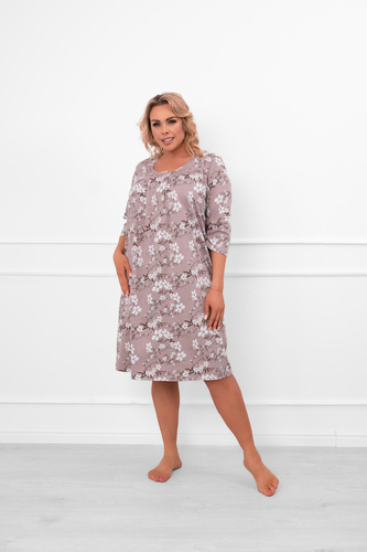 Dámská noční košile Oshima z bavlny s 3/4 rukávy a květinovým vzorem Italian Fashion