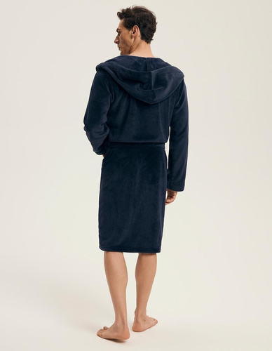 Pánský župan Henderson 43374 Naps navy - kapuce, teplý úplet, pohodlí a elegance