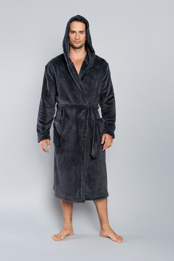 Mimas Pánský župan s kapucí Italian Fashion- šedý