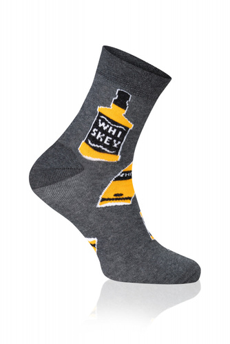 S121Z Whiskey Long Socks Italian Fashion - tmavě melanžové/žluté