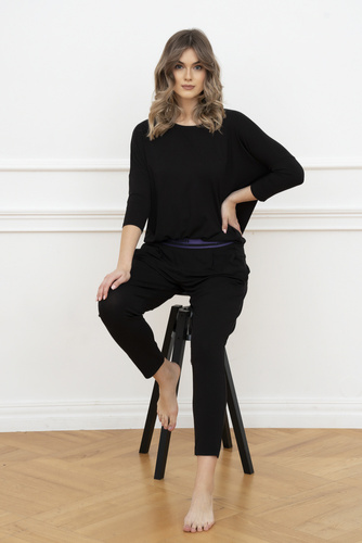 Styl Dámská souprava s 3/4 rukávy, délka.kalhoty Italian Fashion černé