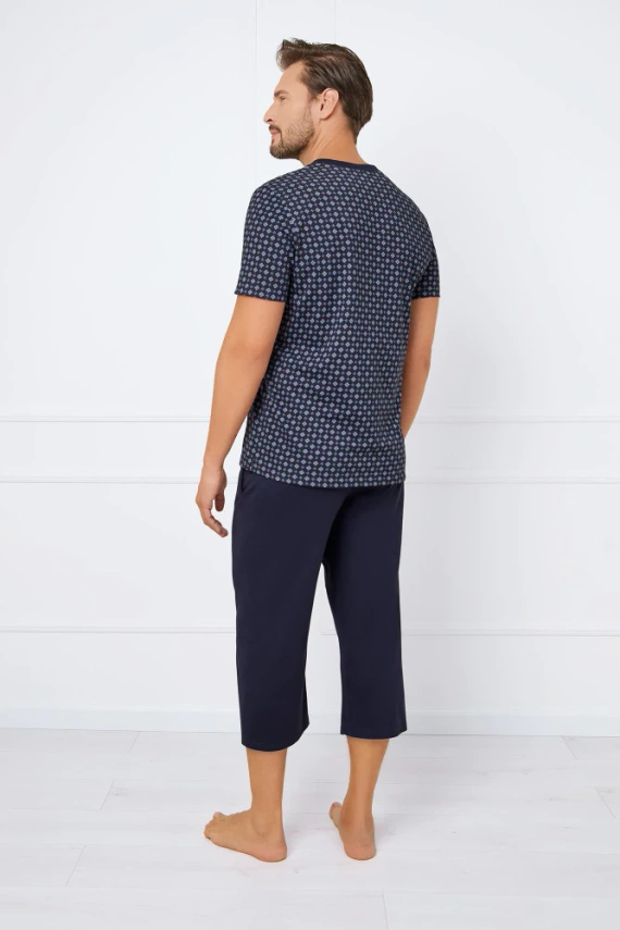 Gerard Pánské pyžamo s krátkým rukávem, 3/4 kalhoty Italská móda - potisk/zelená