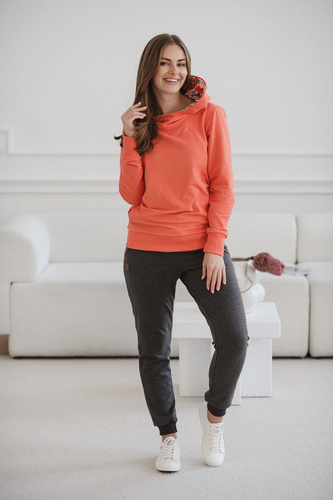 Milk Please bluza do karmienia Milk&Love z kapturem koralowy