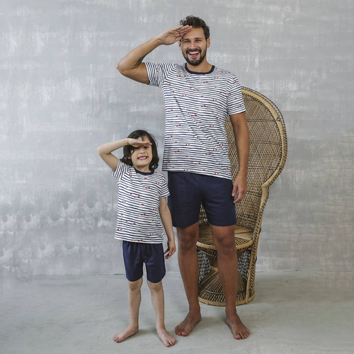 Korfu Chlapecké pyžamo s krátkým rukávem, kalhoty Italská móda - potisk/zelená