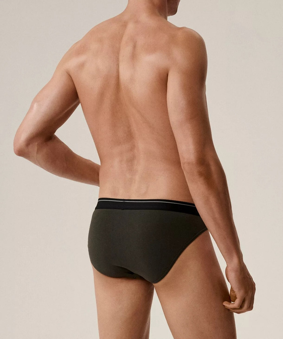 Pánské slipy Atlantic 3MP-094/25 fialovo-černá khaki bavlna, 3 balení, klasický střih