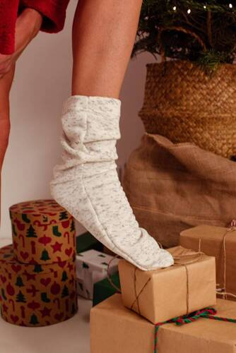 553/554 Wellsoft hladké ponožky na spaní De Lafense - ecru pomlčky