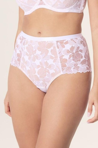 Vysoké kalhotky Hanna DW56 Nipplex bílé, plný střih, krajka, tvarování