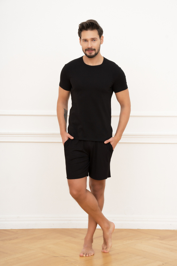 Ikar Pánské tričko s krátkým rukávem Italian Fashion - černé