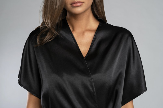 Touch Župan s krátkým rukávem Italian Fashion - černý