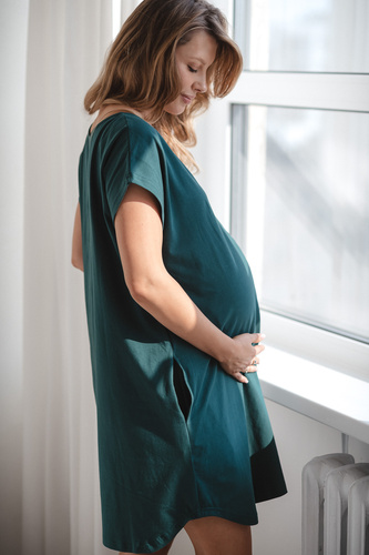 Košile na porod a kojení Born of Love Milk&Love na patentky green