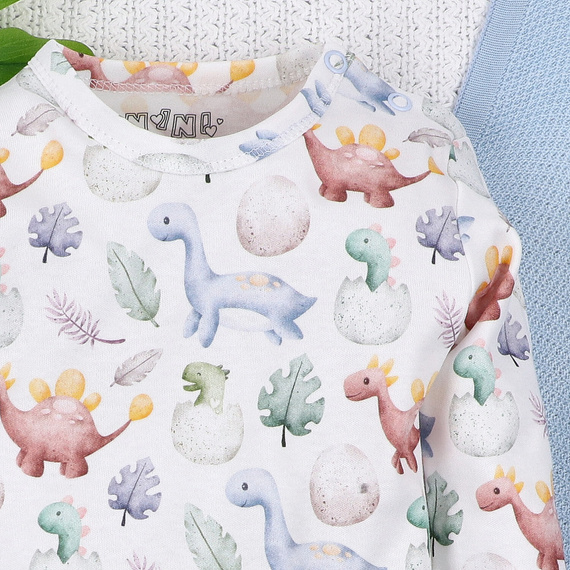 ABN-5564 Dino Explorer Body z organické bavlny s potiskem Nini, dlouhý rukáv