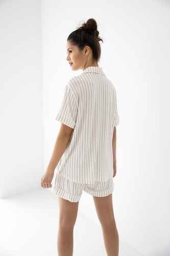 Dámské pyžamo Davina Sensis ecru/béžové, viskóza, košilový střih