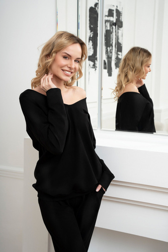 Karina Dámská souprava s dlouhým rukávem, kalhoty Italian Fashion - černá