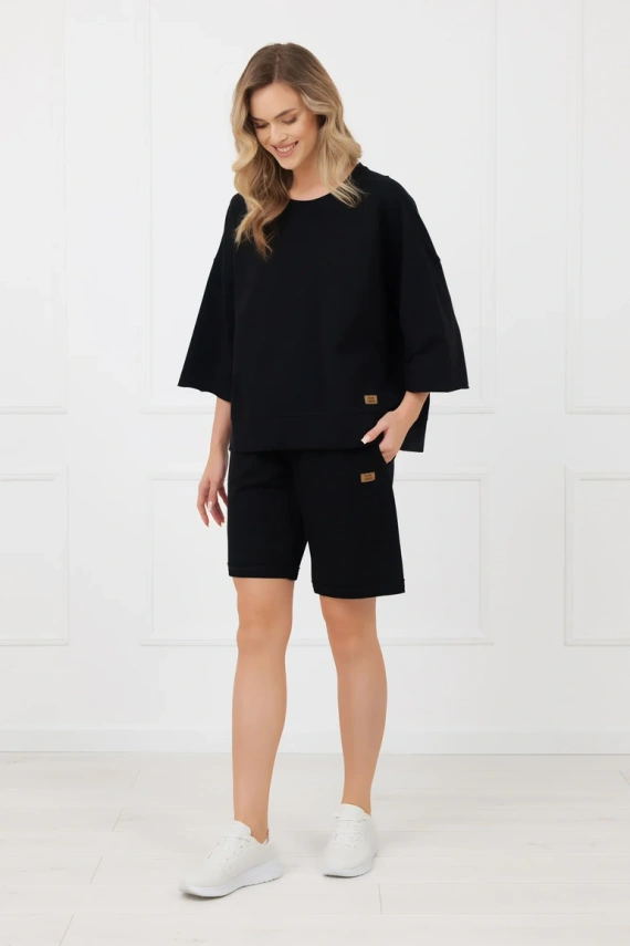 Dámské bavlněné šortky Kaori Italian Fashion s kapsami černé