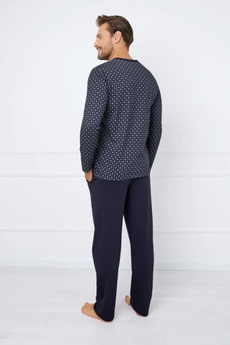 Rajmund Pánské pyžamo s dlouhým rukávem, dlouhé kalhoty Italská móda - potisk/zelená