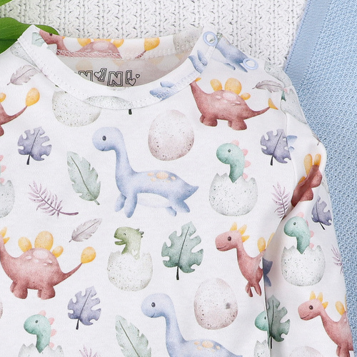 ABN-5564 Dino Explorer Body z organické bavlny s potiskem Nini, dlouhý rukáv