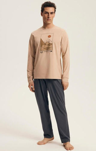 43474 Luro Henderson Core pánské pyžamo - bavlna, horní díl s potiskem, délka. kalhoty