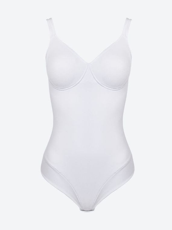 Body 3155 - elegantní, elastické, z hladkého polyamidu Spiman white