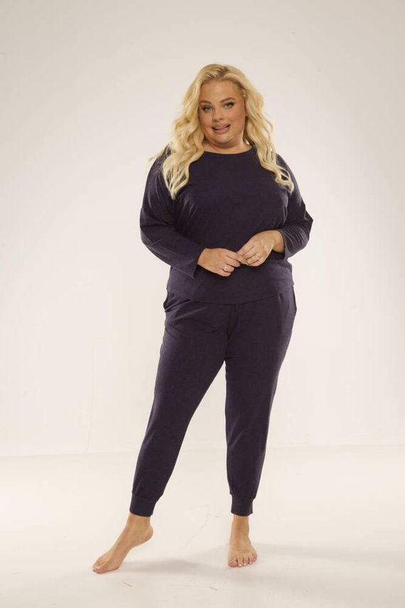 347 Paula Dámské pyžamo Plus Size De Lafense - tmavě modré