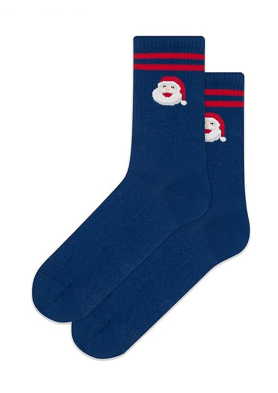 U04.N56 Socks Christmas Gatta - unisex bavlněné ponožky s vánočním motivem, vzor 999 navy