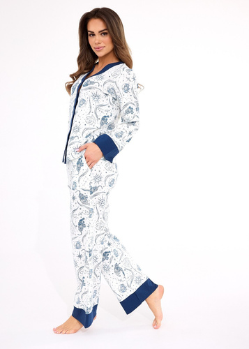 Dámské pyžamo 514/443 Amber CORNETTE - bavlna, dlouhý rukáv, zapínání na knoflíky