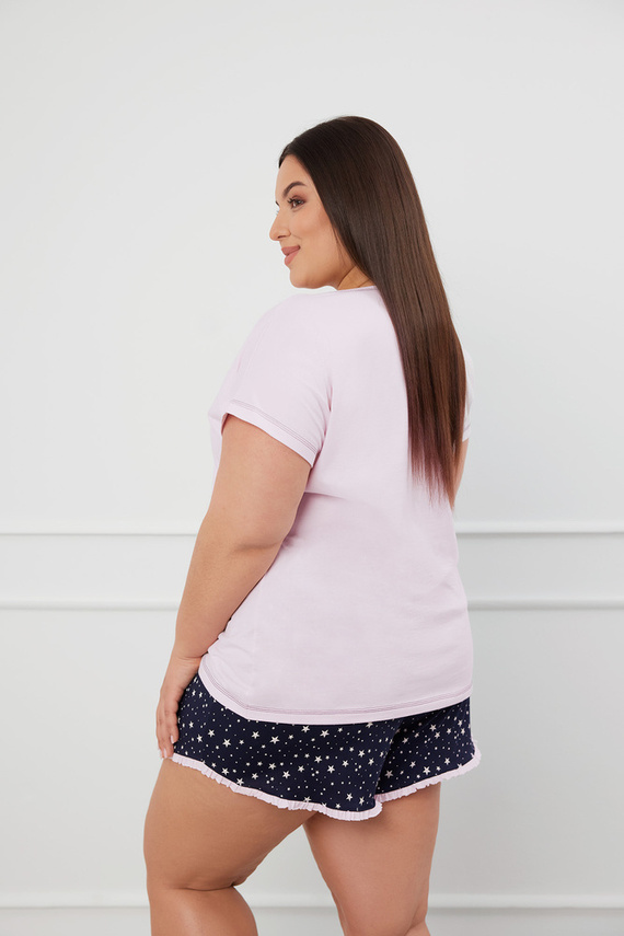 Libra Dámské pyžamo s krátkým rukávem, šortky Italian Fashion - růžová/potisk