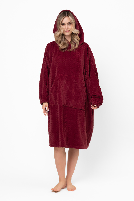 Reno Kocobluza Italian Fashion burgundy - oversize, měkký bipolární, unisex, s kapucí