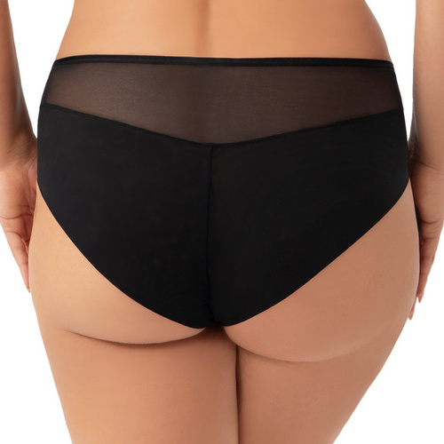 K948 Ottavia Gorsenia kalhotky - černé, s vysokým pasem, tyl s výšivkou