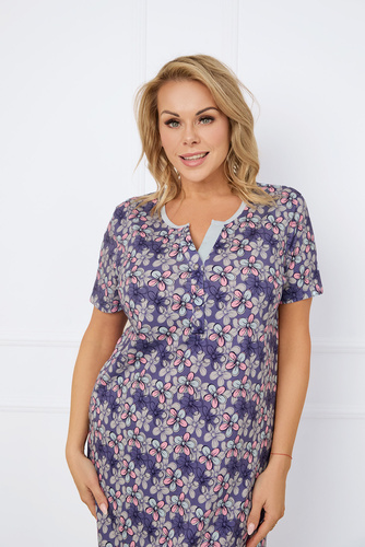 Noční košile Carbonia s rozepínáním, krátký rukáv Italská móda - potisk