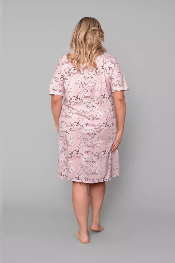 Noční košile Alwa s krátkým rukávem Italian Fashion - růžový potisk