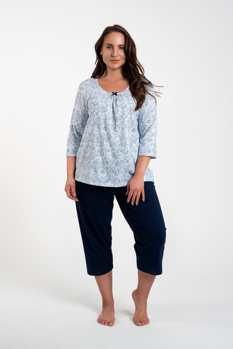 Antonia Dámské pyžamo 3/4 rukávy, 3/4 kalhoty Italian Fashion - modrý/zelený potisk