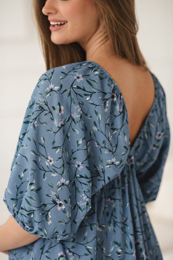 Milk Sun Těhotenské a kojící šaty Milk&Love modré květinové šaty