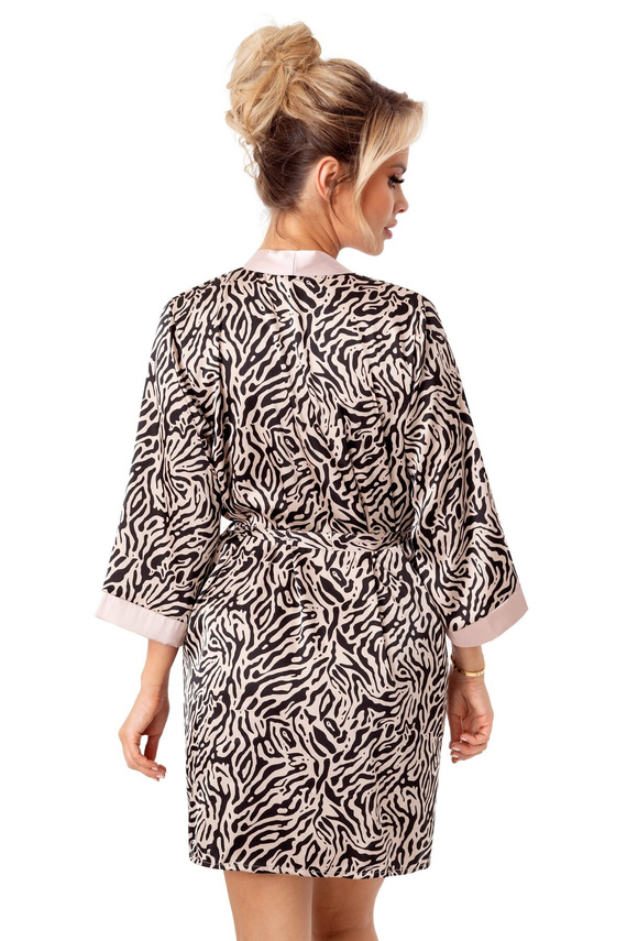 Sheila Župan Donna béžový - saténový elegantní dámský župan s páskem